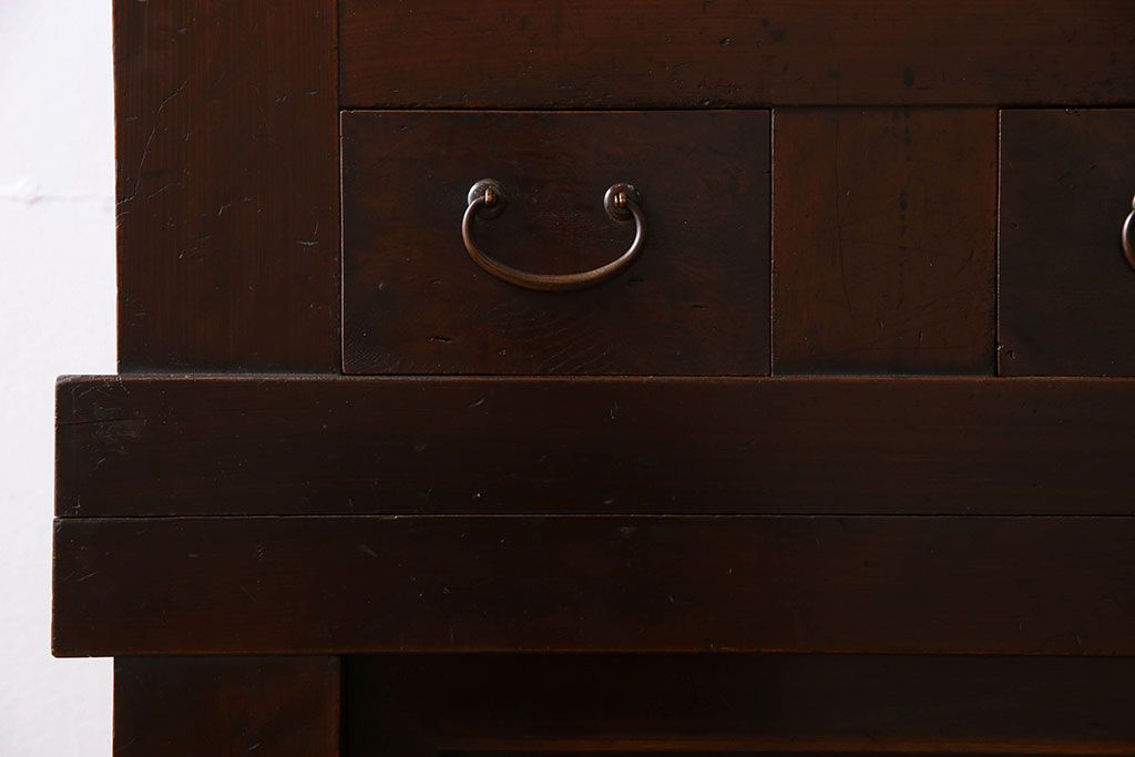 アンティーク家具　変わり型　上手物　古民具・骨董　明治大正期　二段重ね四尺水屋箪笥