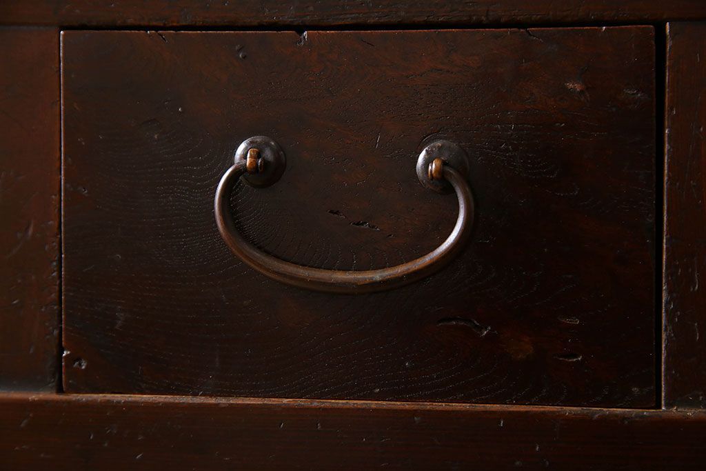 アンティーク家具　変わり型　上手物　古民具・骨董　明治大正期　二段重ね四尺水屋箪笥