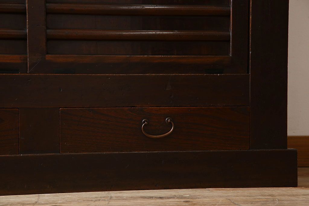 アンティーク家具　変わり型　上手物　古民具・骨董　明治大正期　二段重ね四尺水屋箪笥