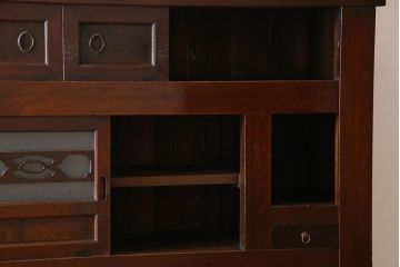 アンティーク家具　変わり型　上手物　古民具・骨董　明治大正期　二段重ね四尺水屋箪笥