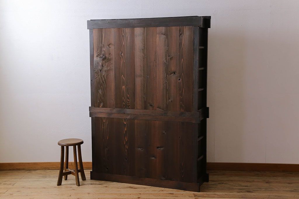 アンティーク家具　変わり型　上手物　古民具・骨董　明治大正期　二段重ね四尺水屋箪笥