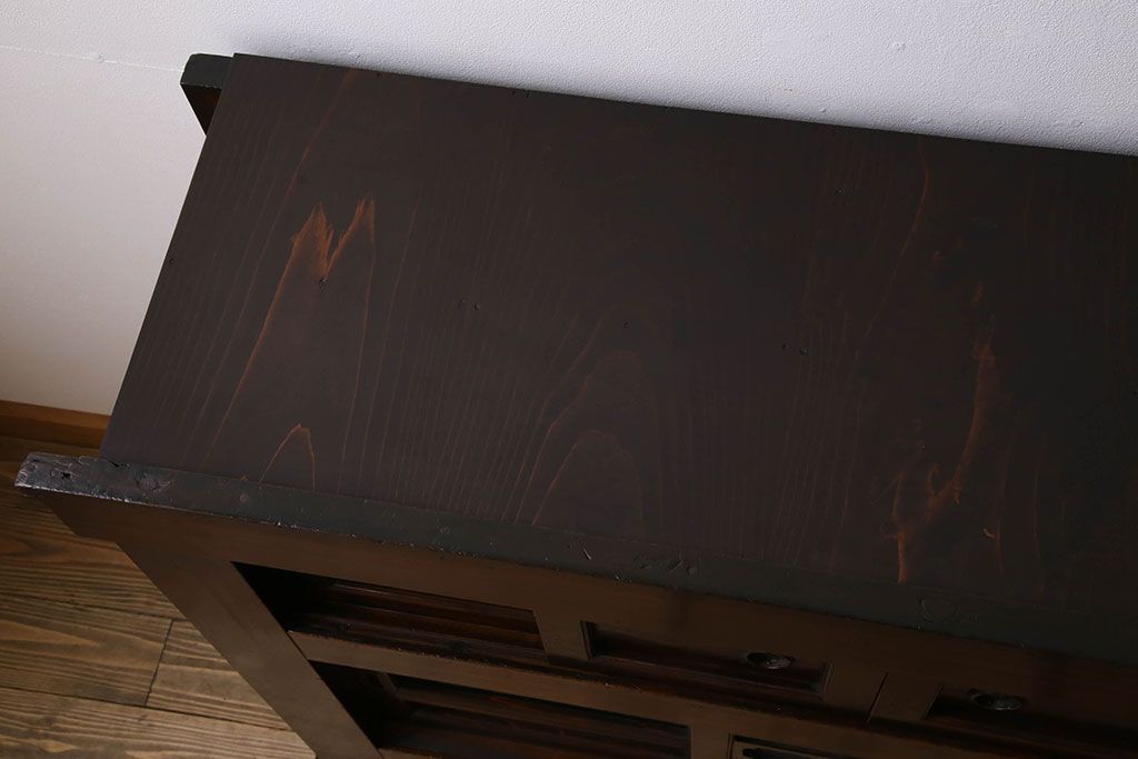 アンティーク家具　変わり型　上手物　古民具・骨董　明治大正期　二段重ね四尺水屋箪笥