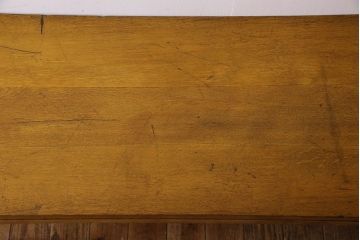 アンティーク家具　アンティーク　古いナラ材製のシンプルな横長作業台(テーブル)