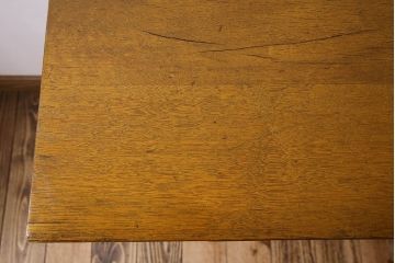 アンティーク家具　アンティーク　古いナラ材製のシンプルな横長作業台(テーブル)