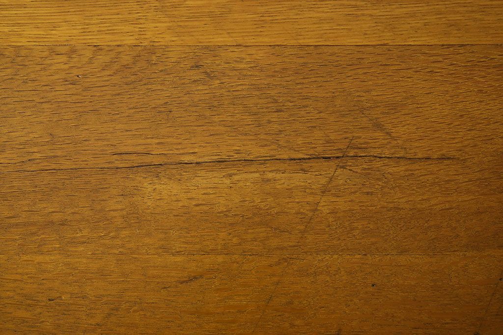 アンティーク家具　アンティーク　古いナラ材製のシンプルな横長作業台(テーブル)