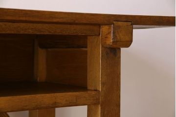 アンティーク家具　アンティーク　古いナラ材製のシンプルな横長作業台(テーブル)