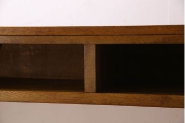 アンティーク家具　アンティーク　古いナラ材製のシンプルな横長作業台(テーブル)