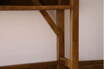 アンティーク家具　アンティーク　古いナラ材製のシンプルな横長作業台(テーブル)