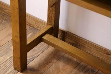 アンティーク家具　アンティーク　古いナラ材製のシンプルな横長作業台(テーブル)