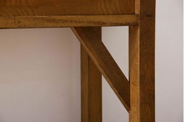 アンティーク家具　アンティーク　古いナラ材製のシンプルな横長作業台(テーブル)