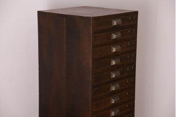 アンティーク家具　ナラ材　シックな古い木の上質な縦型小引き出し　アンティーク