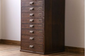 アンティーク家具　ナラ材　シックな古い木の上質な縦型小引き出し　アンティーク