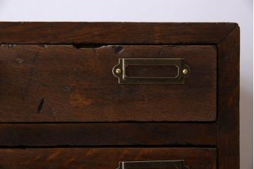 アンティーク家具　ナラ材　シックな古い木の上質な縦型小引き出し　アンティーク