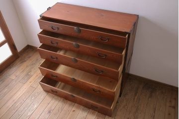 アンティーク家具　アンティーク　前面欅材　重ね二本松箪笥(衣装箪笥)