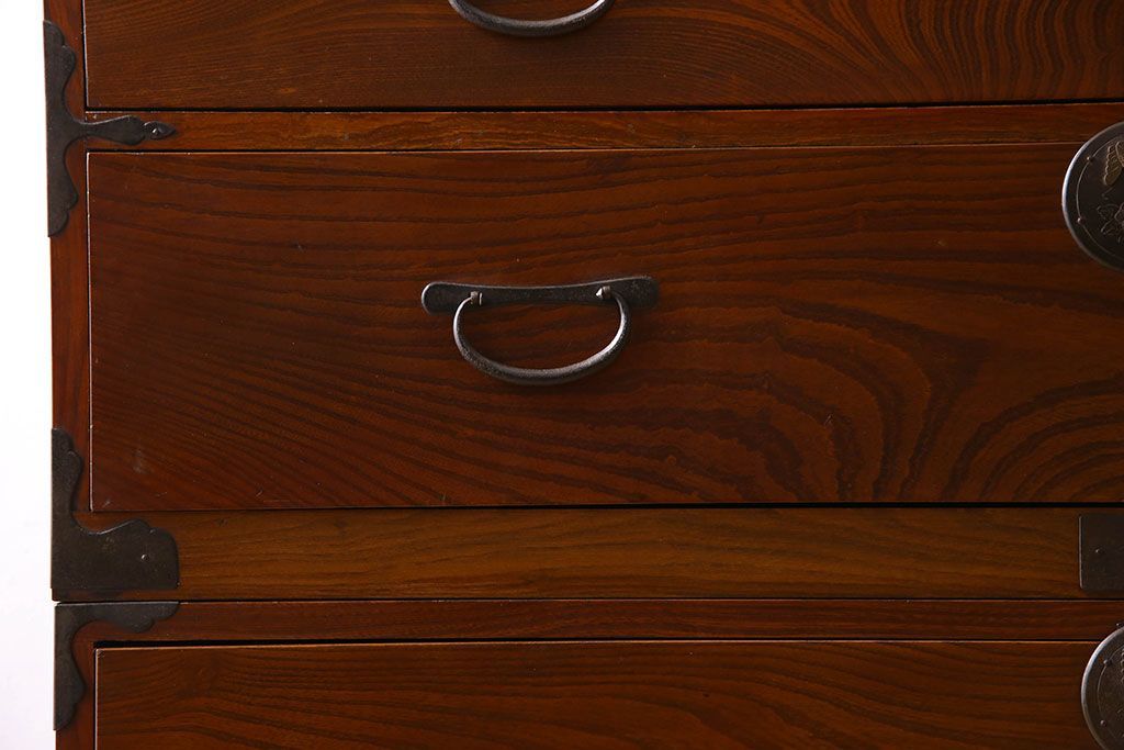 アンティーク家具　アンティーク　前面欅材　重ね二本松箪笥(衣装箪笥)