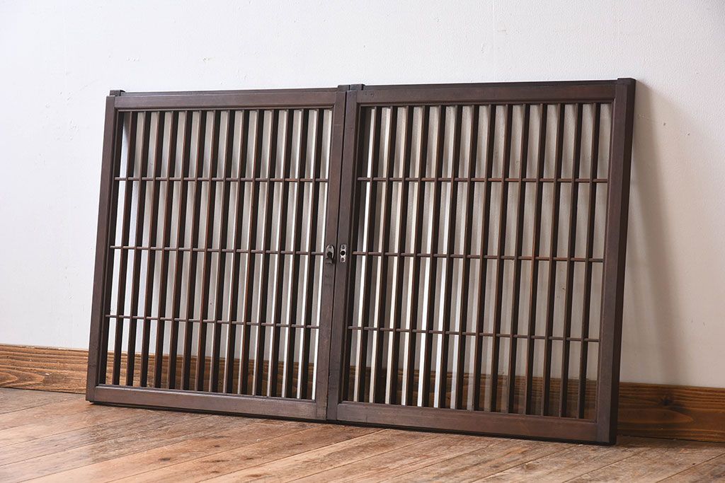 アンティーク　小さなガラス格子戸2枚セット(窓)(2)