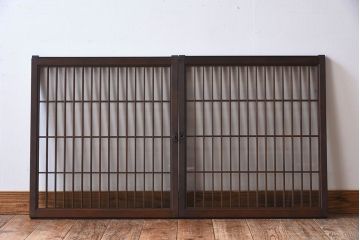 アンティーク　小さなガラス格子戸2枚セット(窓)(2)