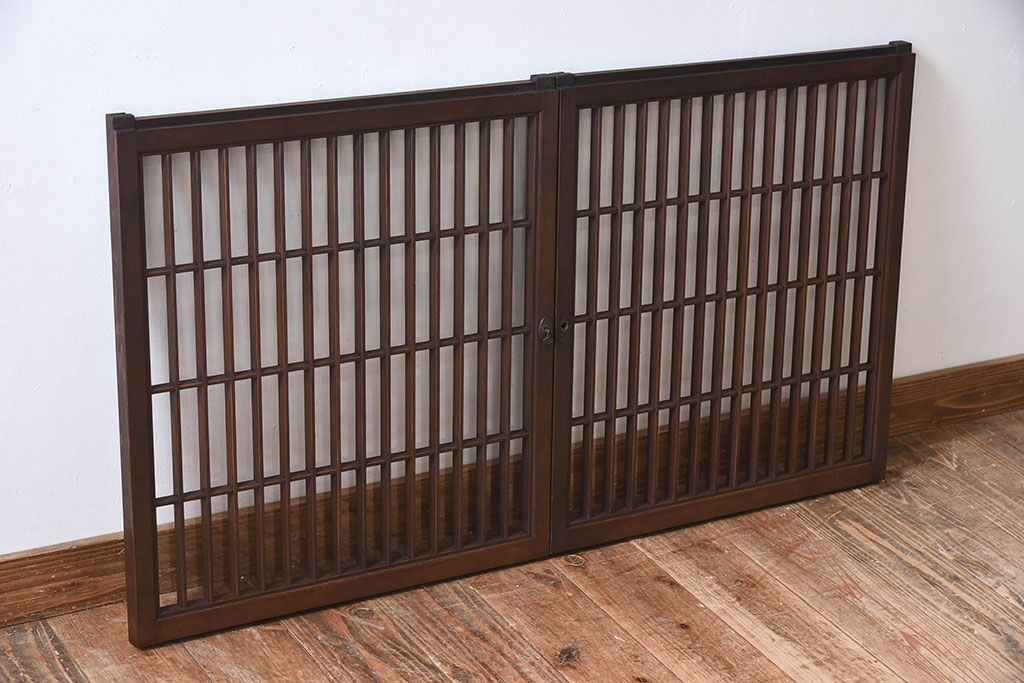 アンティーク　小さなガラス格子戸2枚セット(窓)(2)