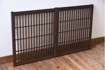 アンティーク　小さなガラス格子戸2枚セット(窓)(2)