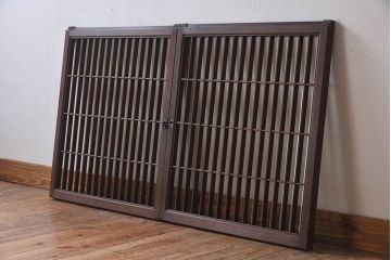 アンティーク　小さなガラス格子戸2枚セット(窓)(2)