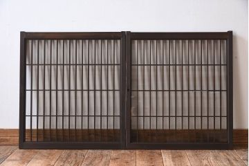 アンティーク　小さなガラス格子戸2枚セット(窓)(2)