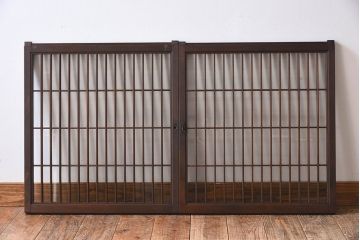 アンティーク　小さなガラス格子戸2枚セット(窓)(1)