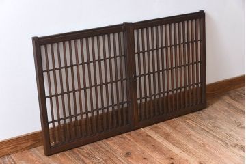 アンティーク　小さなガラス格子戸2枚セット(窓)(1)