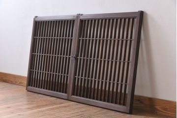 アンティーク　小さなガラス格子戸2枚セット(窓)(1)