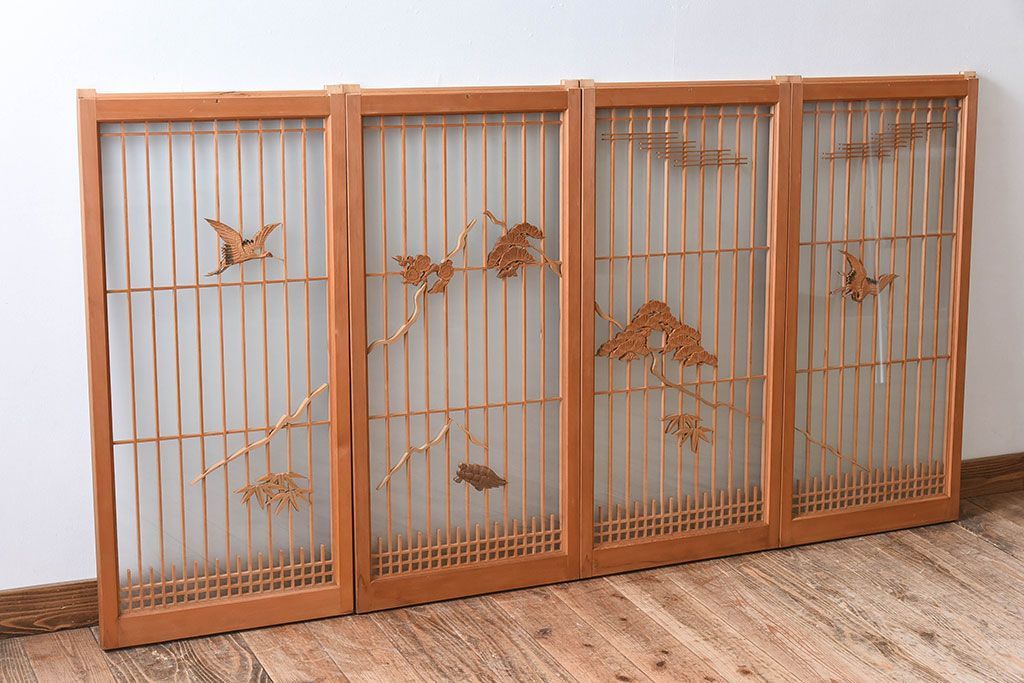 公式】アンティーク家具ラフジュ工房商品詳細ページ松竹梅・鶴亀の彫刻