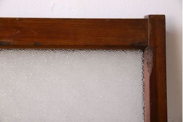 アンティーク　レトロな古い木味のダイヤガラス入り引き戸2枚セット(窓)(2)