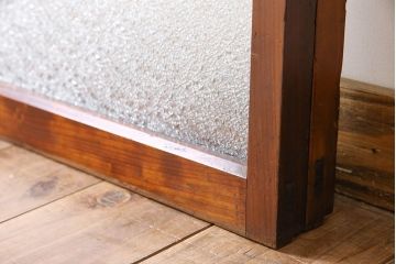 アンティーク　レトロな古い木味のダイヤガラス入り引き戸2枚セット(窓)(2)