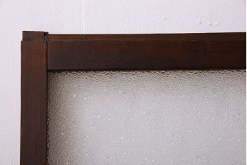 アンティーク　レトロな古い木味のダイヤガラス入り引き戸2枚セット(窓)(2)