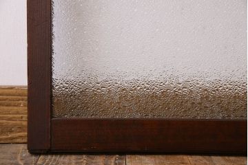 アンティーク　レトロな古い木味のダイヤガラス入り引き戸2枚セット(窓)(2)