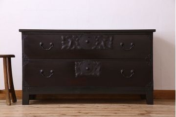 アンティーク家具　明治期　前面欅材　天板・脚付き!仙台箪笥ローボード(衣装箪笥)(1)