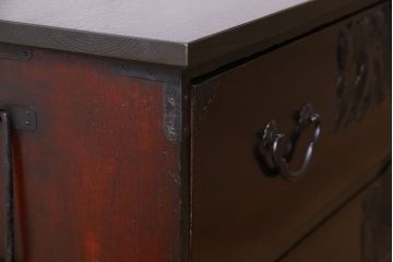 アンティーク家具　明治期　前面欅材　天板・脚付き!仙台箪笥ローボード(衣装箪笥)(1)