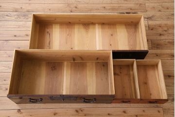 アンティーク家具　明治期　前面欅材　天板・脚付き!仙台箪笥ローボード(衣装箪笥)(2)