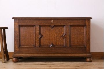 アンティーク雑貨　英国アンティーク　オーク材　上質で大きなブランケットボックス(収納箱)