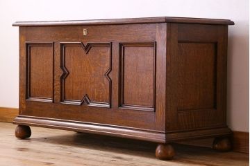 アンティーク雑貨　英国アンティーク　オーク材　上質で大きなブランケットボックス(収納箱)