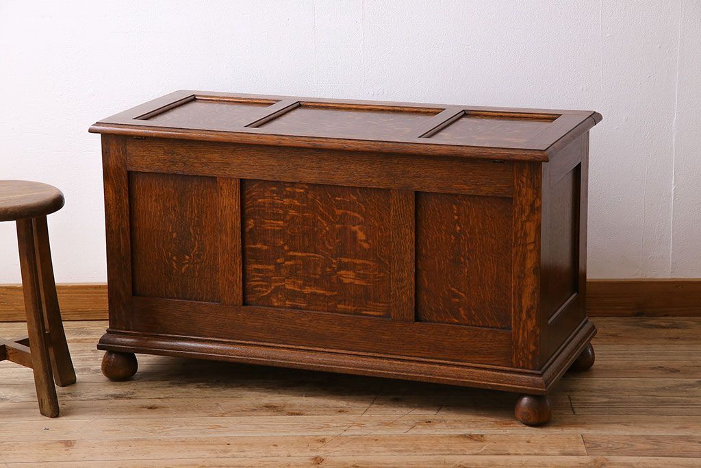 アンティーク雑貨　英国アンティーク　オーク材　上質で大きなブランケットボックス(収納箱)