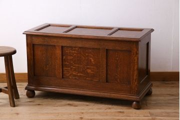 アンティーク雑貨　英国アンティーク　オーク材　上質で大きなブランケットボックス(収納箱)