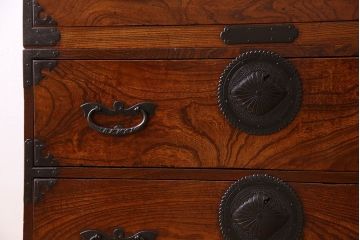 アンティーク家具　古民具・骨董　玉杢　上手物　共縁　前面欅材!仙台姫箪笥(仙台箪笥)