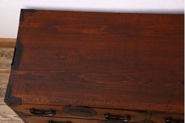 アンティーク家具　古民具・骨董　玉杢　上手物　共縁　前面欅材!仙台姫箪笥(仙台箪笥)