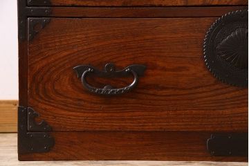 アンティーク家具　古民具・骨董　玉杢　上手物　共縁　前面欅材!仙台姫箪笥(仙台箪笥)