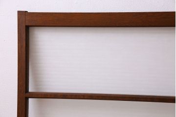 アンティーク　レトロな古い木味の銀モールガラス入り引き戸2枚セット(窓)