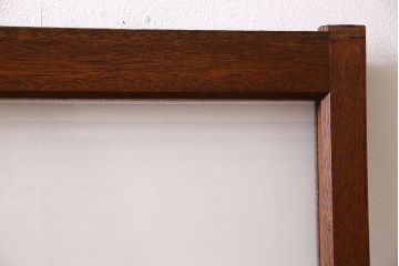 アンティーク　レトロな古い木味の銀モールガラス入り引き戸2枚セット(窓)