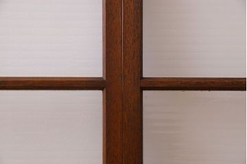 アンティーク　レトロな古い木味の銀モールガラス入り引き戸2枚セット(窓)