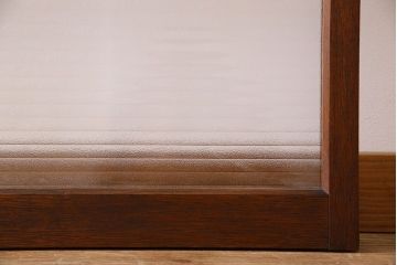 アンティーク　レトロな古い木味の銀モールガラス入り引き戸2枚セット(窓)