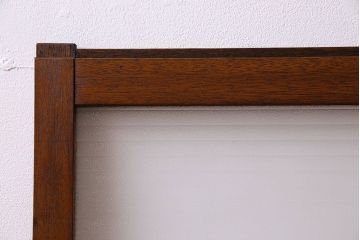 アンティーク　レトロな古い木味の銀モールガラス入り引き戸2枚セット(窓)