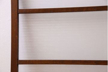 アンティーク　レトロな古い木味の銀モールガラス入り引き戸2枚セット(窓)