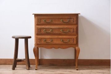 ヴィンテージ家具　イギリスビンテージ　カブリオールレッグ(猫脚)　オーク材　キャビネット(3)